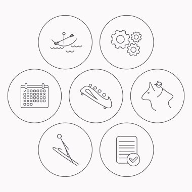 Tekne, ata binme ve kızak simgeler.