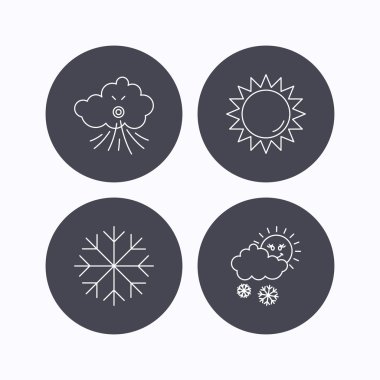Hava, güneş ve kar simgeleri.