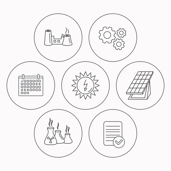 Énergie, usine et industries de capteurs solaires . — Image vectorielle