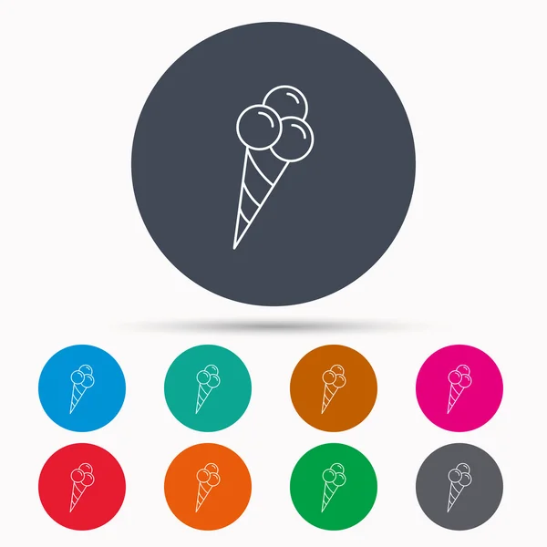 Ice cream met drie ballen pictogram. Zoet dessert. — Stockvector