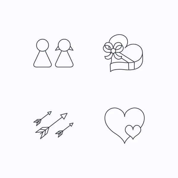Coeur d'amour, boîte cadeau et quelques icônes . — Image vectorielle