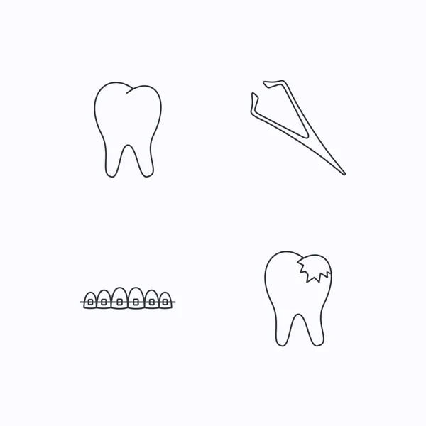 Appareils dentaires, plombages et icônes dentaires . — Image vectorielle