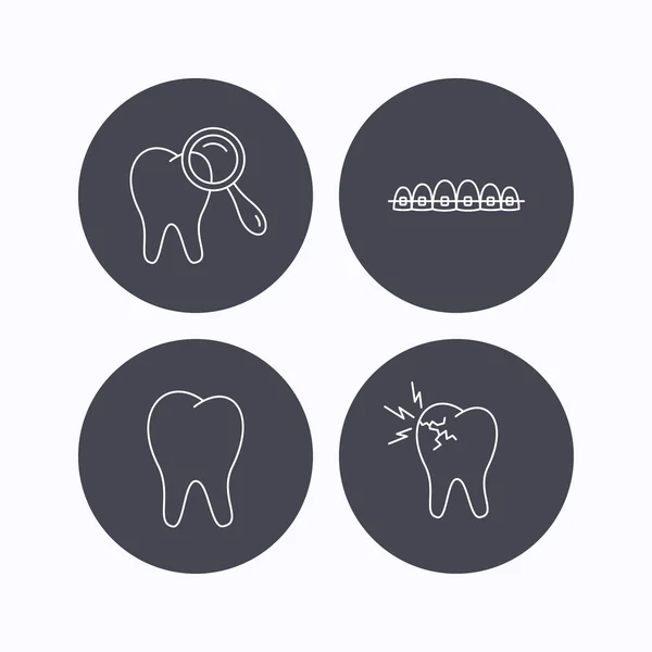 Icônes pour dents, appareils dentaires et maux de dents . — Image vectorielle