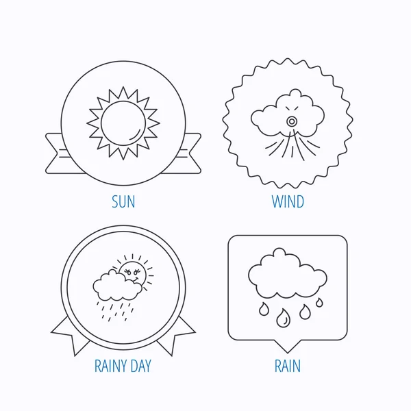 태양, 바람, 날씨 아이콘. — 스톡 벡터