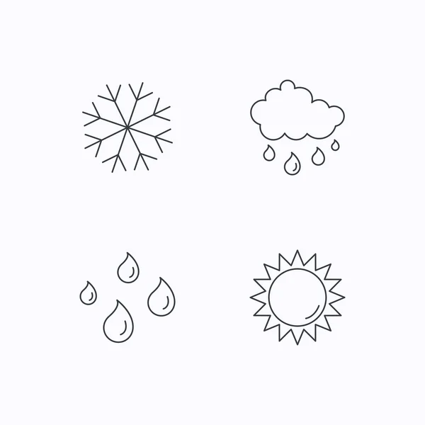 Copo de nieve, sol e iconos de lluvia . — Vector de stock