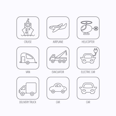 Ulaşım simgeler. Araba, gemi ve kamyon işaretleri.