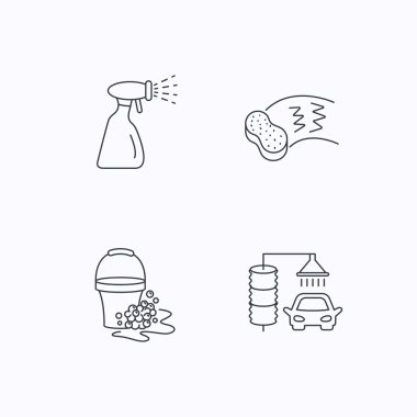 Oto yıkama simgeler. Temizleme İstasyonu lineer işaretler.