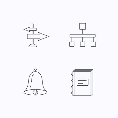 Kitap, hiyerarşi ve yön okları simgeleri.