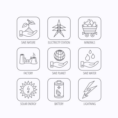 Doğa, gezegen ve su simgeleri kaydedin. Mineraller.