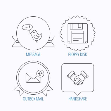 Posta, mesaj ve el sıkışma simgeleri giden kutusu.