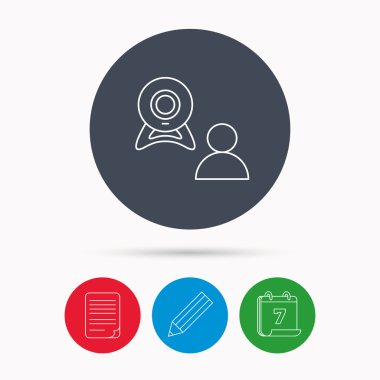 Görüntülü sohbet simgesi. Webcam sohbet işareti.