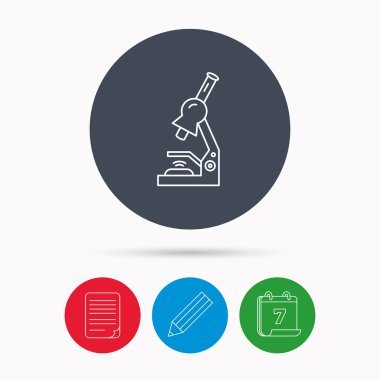 Mikroskop simgesi. Tıbbi laboratuvar donatımı.