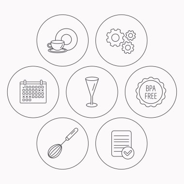 Gıda ve içecek, cam ve çırpma teli simgeleri.