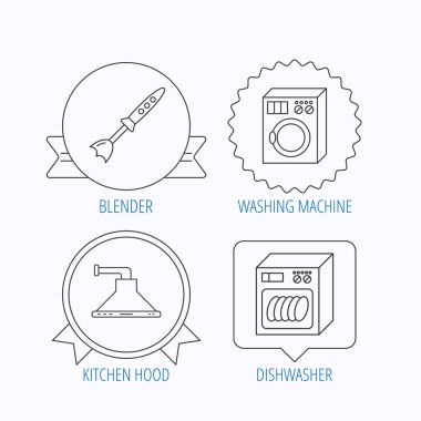 Bulaşık makinesi, çamaşır makinesi ve blender simgeler.