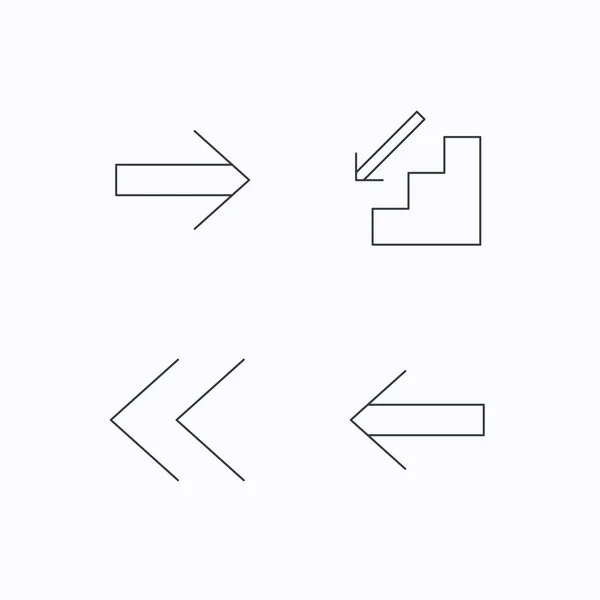 Arrows icons. Downstairs, next linear signs. — Stock Vector