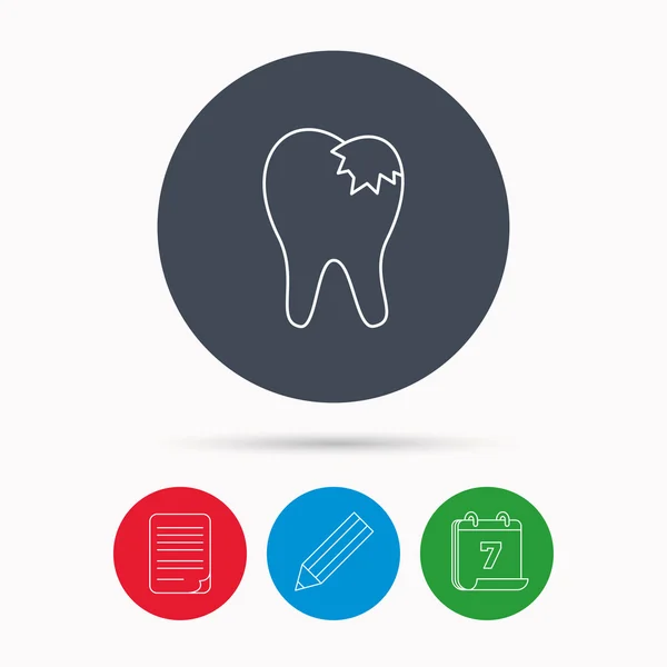 Producten voor tandvulling pictogram. Tand restauratie teken. — Stockvector