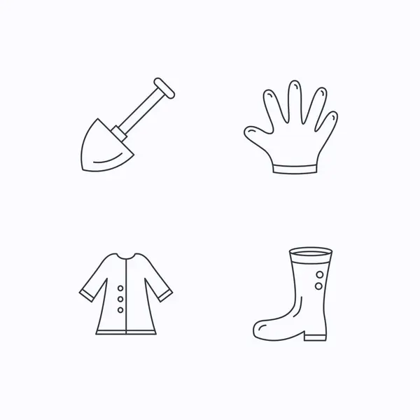 Schop, laarzen en handschoenen pictogrammen. — Stockvector