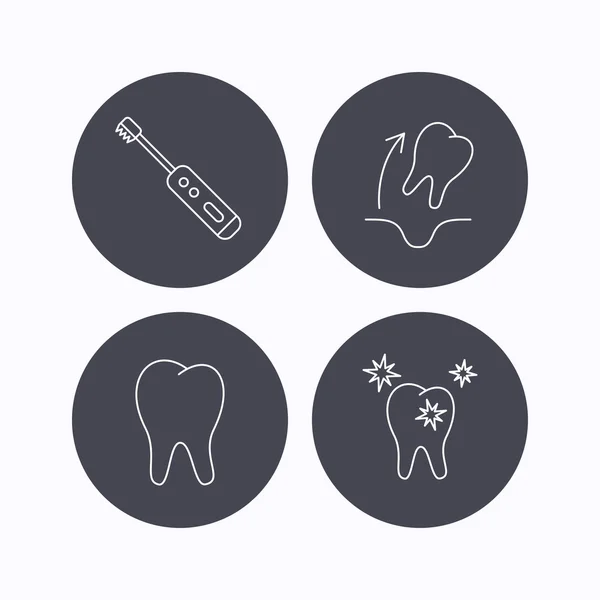 Extraction de dents, icônes de brosse à dents électrique . — Image vectorielle