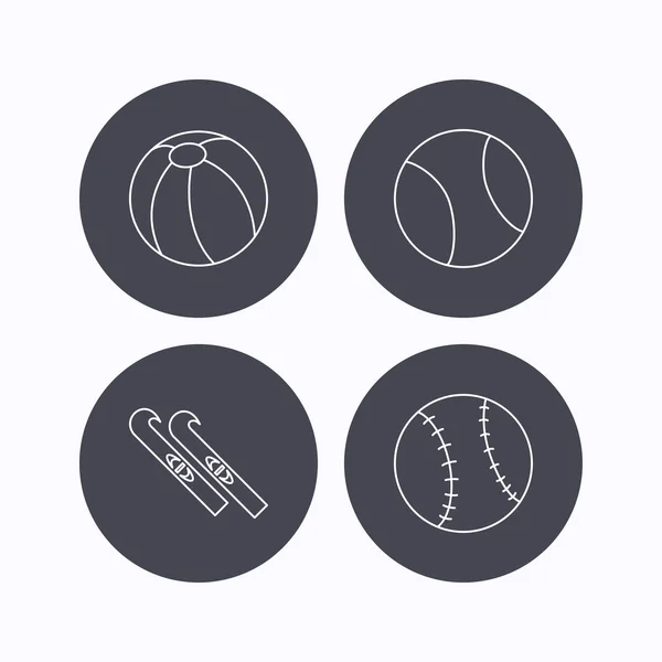 Swimming ball, tennis and baseball icons. — Stock Vector