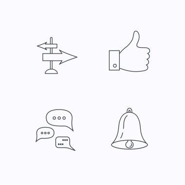 Yönü, başparmak ve konuşma simgeler.