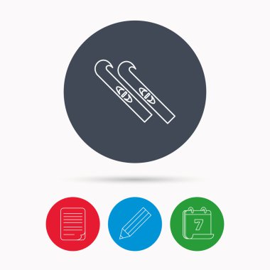 Kayak simgesi. Kayaklar işareti.