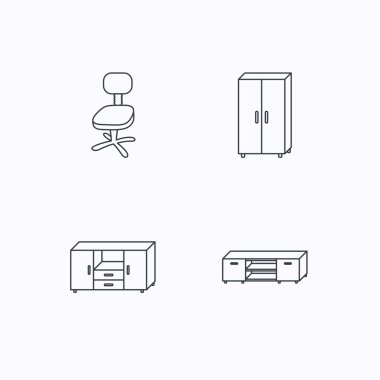 Dolap, Tv tablo ve ofis sandalye simgeleri.