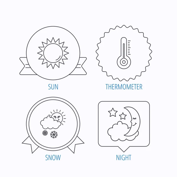 Iconos de termómetro, sol y nieve . — Vector de stock