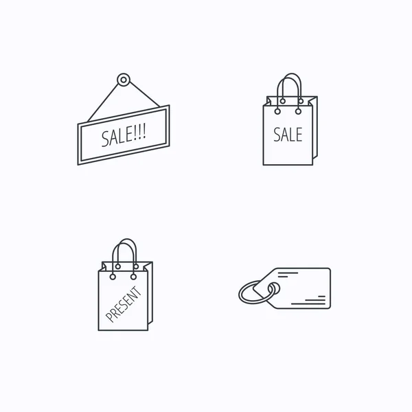 Verkauf, Geschenk Tasche und Preisschild Symbole. — Stockvektor