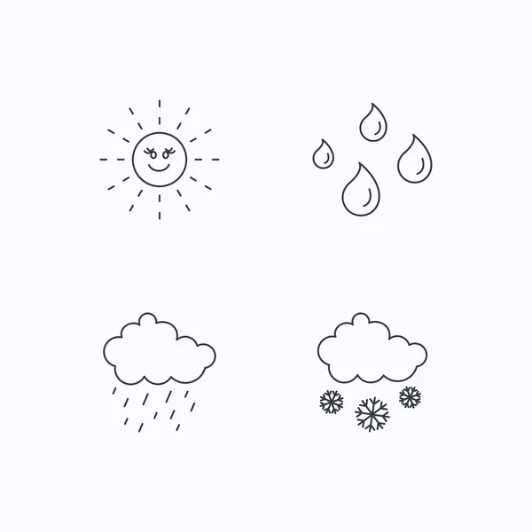 Icônes météo, soleil et pluie. Neige . — Image vectorielle