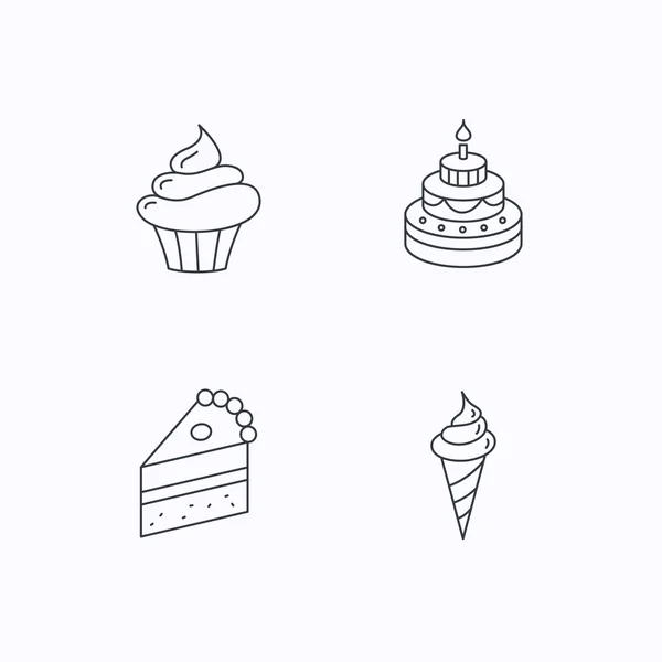 蛋糕，蛋糕和冰淇淋的图标. — 图库矢量图片