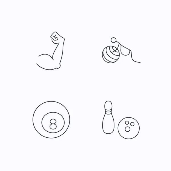 Billiards, bowling and fitness sport icons. — Stock Vector