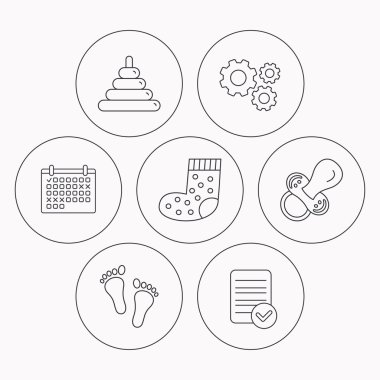 Ayak izi, emzik ve çorap simgeleri.