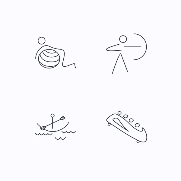 Gymnastics, boating and archery icons. — Stock Vector