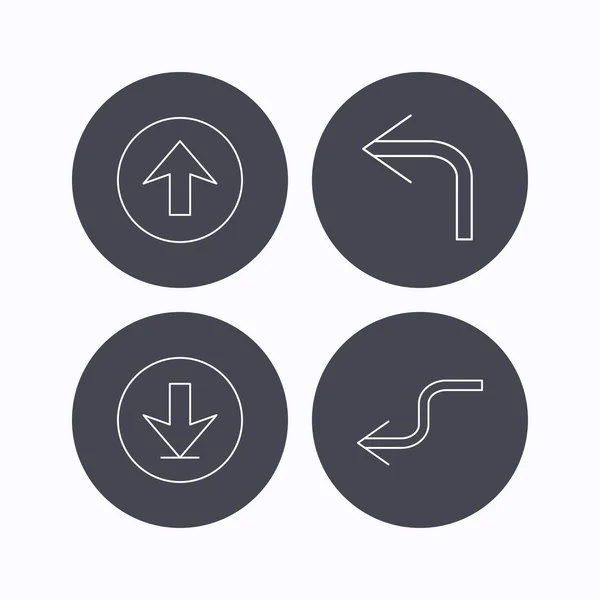Arrows icons. Download, upload linear signs. — Stock Vector