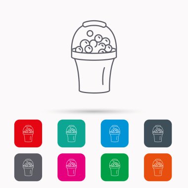 Köpük simgesiyle kova. Sabunlu temizlik işareti.