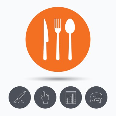 Çatal, bıçak ve kaşık simgeler. Çatal bıçak takımı işareti.