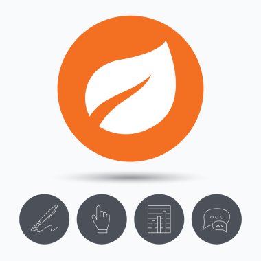 Yaprak simgesi. Taze organik ürün işareti.