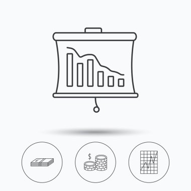 Grafik, nakit para ve istatistik simgeleri.