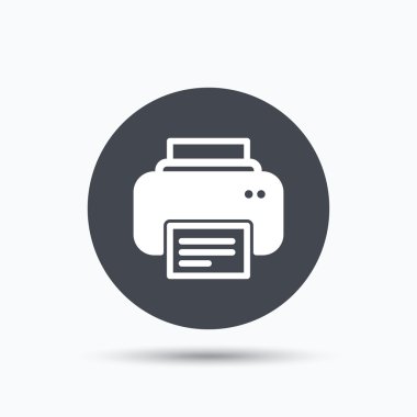 Yazıcı simgesi. Baskı teknolojisi işareti Makaleler.