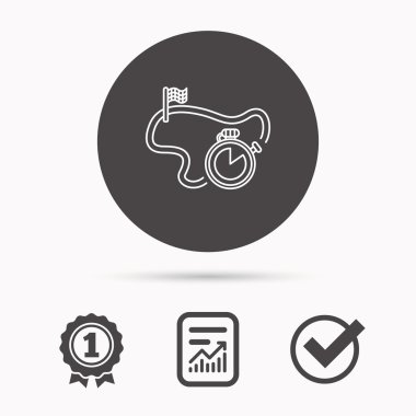 Yarış yol simgesi. Bayrak Zamanlayıcı işareti ile bitirme.