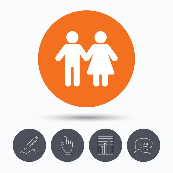 Paar pictogram. Traditionele jonge familie teken. — Stockvector