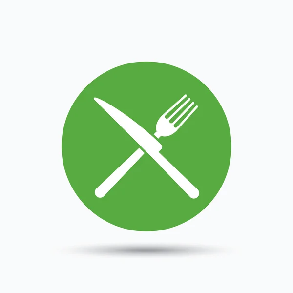 Iconos de tenedor y cuchillo. Signo de cubiertos . — Vector de stock