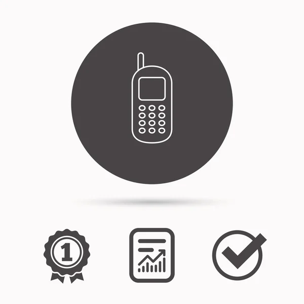 Icono del teléfono móvil. Celular con señal de antena . — Vector de stock