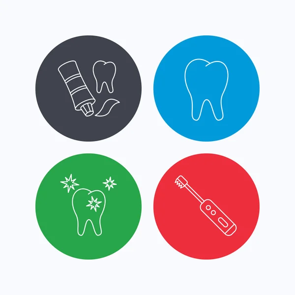Sağlıklı dişler, diş ve diş macunu simgeleri. — Stok Vektör