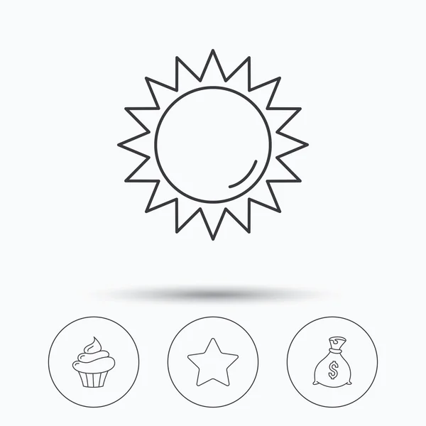 Sun, star and cupcake icons. — Stock Vector