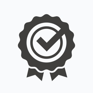 Ödül madalya simgesi. Onay işareti ile kazanan amblemi.