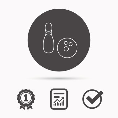 Bowling simgesi. Skittle veya PIN topu işareti ile.