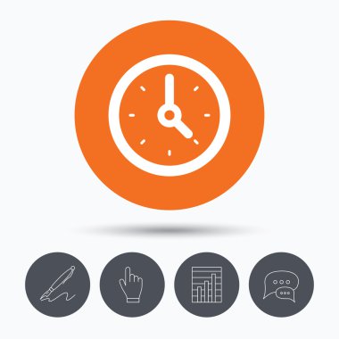 Saat simgesi. Makineyle ilgili seyretmek işareti.