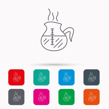 Kahve su ısıtıcısı simgesi. Sıcak bir içecek pot işareti.