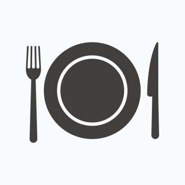 Tabak, çatal ve bıçak simgeler. Çatal bıçak takımı işareti.